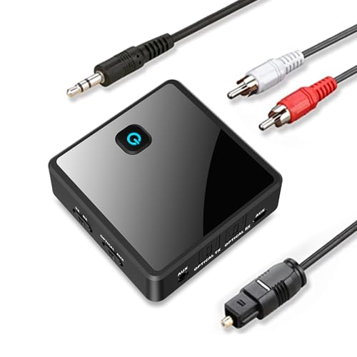 Isobel Bluetooth 5.0 Transmitter Receiver (Optical, 3.5mm AUX, RCA), Low Latency Wireless Audio Adapter Bluetooth AUX Adapter for TV PC Car/Home Stereo System up to 2 AirPods Wireless Headphones - size: Plus