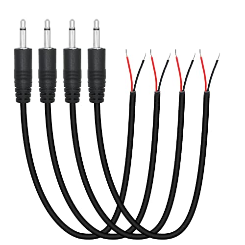 3.5mm Male Plug to 2Pin Bare Wire Open End Cable 1.6FT, TS 2 Pole 1/8'' | 4Pcs 3.5mm Plug Mono Audio Wire, Auxiliary Audio Connector Jack, for 3.5mm Earphone Microphone DIY Cable Repair - color: 3.5mm Male Plug TS 2 Pole - 0.5M/1.6FT