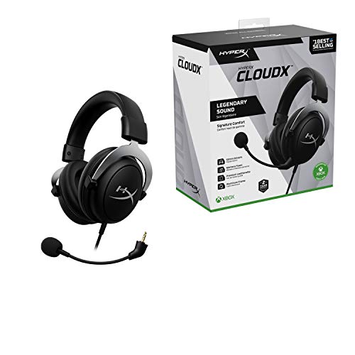 HyperX CloudX, Official Xbox Licensed Gaming Headset, Compatible with Xbox One and Series X|S, Memory Foam Ear Cushions, Detachable Noise-Cancelling Mic, in-line Audio Controls,Black/ Silver - size: Wired