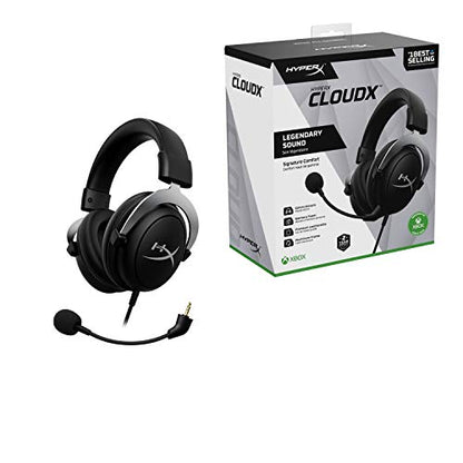 HyperX CloudX, Official Xbox Licensed Gaming Headset, Compatible with Xbox One and Series X|S, Memory Foam Ear Cushions, Detachable Noise-Cancelling Mic, in-line Audio Controls,Black/ Silver - size: Wired