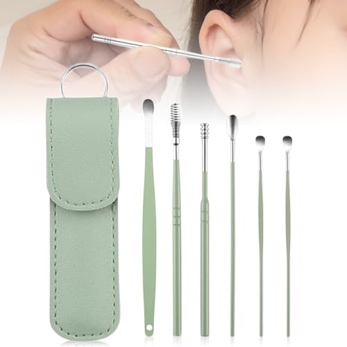 Runsgo Ear Cleaner,The Most Professional Ear Cleaning Master in 2024,Ear Cleaning Kit,Ear Cleaner Earwax Removal Tools with Pu Leather Case (Green) - color: Green