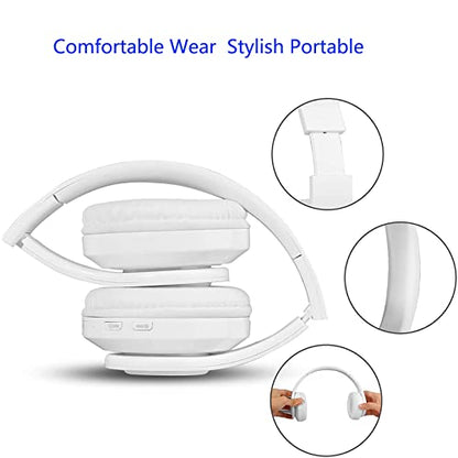 Wireless Bluetooth Headphones with Colorful LED Lights, White | HiFi Stereo Sound,Light Weight,Foldable,Colorful Backlit,Rechageable,Over Ear Headset for PC/Travel/Class/Office/Kids/Adult - color: White