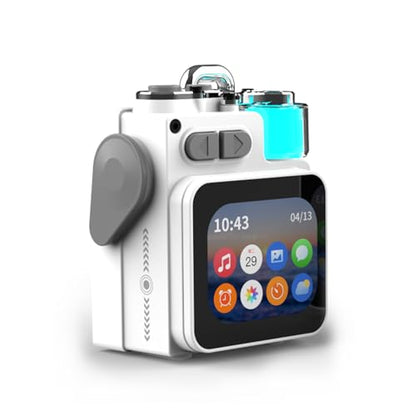 Wireless Bluetooth Speaker Mini, 2-Inch Screen Rgb Subwoofer, Small Speaker Portable with Alarm Clock, Weather, Calendar ,6H Battery, Metal Pendant Waterproof Large Hd Sound Pocket Stereo (White) | Small Rgb Subwoofer Metal Magnetic Waterproof Large Hd So