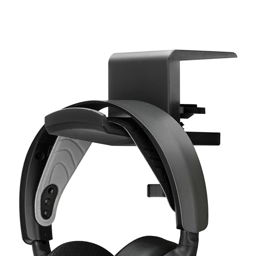 BRAINWAVZ [EOL] Hoist - Headphone Hanger Stand with Adjustable Clamp, Screws On to Desks & Shelves, No Mess, Space Saving Headset Holder, Easy to Install - Black [EOL]