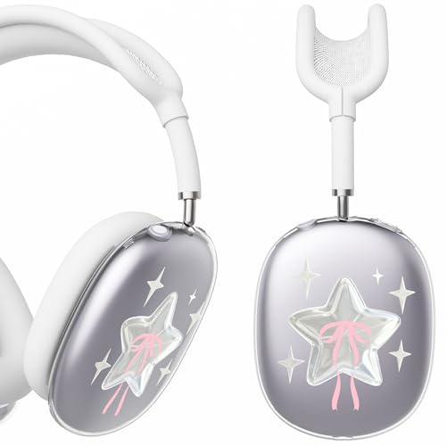 for AirPods Max Headphones Y2K Star Ear Covers for AirPods Max 2 | Cute Bow Clear Ear Cups Cover | White Silicone Ear Pad Case Headband Cover for Apple AirPods Max 2/1 (2026/2024/2020) - color: Star D/White