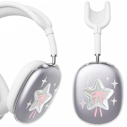 for AirPods Max Headphones Y2K Star Ear Covers for AirPods Max 2 | Cute Bow Clear Ear Cups Cover | White Silicone Ear Pad Case Headband Cover for Apple AirPods Max 2/1 (2026/2024/2020) - color: Star D/White