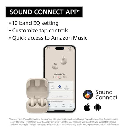 Sony LinkBuds Clip Open-Ear Truly Wireless Earbuds Clip-On Design, Greige - color: Greige
