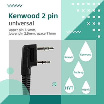 Retevis Walkie Talkie Earpiece with Mic, for RT22/RT21/RT68/H777/RT68H | VOX, Coil Tube, Compatible with Pxton, Baofeng BF-888S, Kenwood walkie talkies, Acoustic Tube Radio Earpiece(4 Pack)