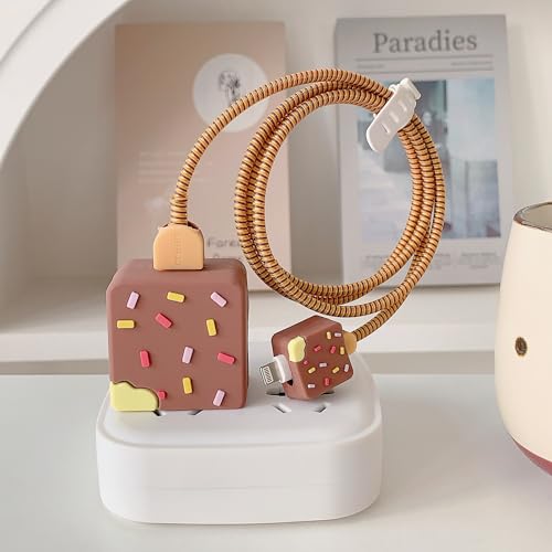 ZOSTLAND 5 in 1 DIY 18W 20W Heart Shape Protector Data Cable USB Charger Line Earphone Wire Saver Organizer Compatible with iPhone 11 12 13 14 15 Pro Max - color: Chocolate