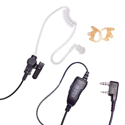 BTECH QHM07 Platinum Series Noise-Cancelling Earpiece with in-line PTT & Microphone for K1 Radios Like BaoFeng, Kenwood Radios (Includes Earmolds and Earbud, 1 Pack) - size: Single, style: QHM07 Surveillance Earpiece