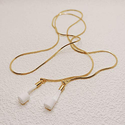 2 Pack Wireless Earphone Holder Chain Strap Ear Hook Anti-Lost Wire Cable Connector Sports Neckband Compatible - color: Sliver + Gold