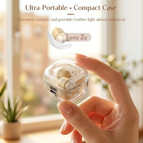 Xmenha Mini Small Invisible Earbuds Wireless Bluetooth Tiny Hidden Earbuds | Low Profile Skin Tone Micro Earbuds Mini Hidden Headphones For Work Mini Small Ear Buds Invisible Headphones - color: Nude