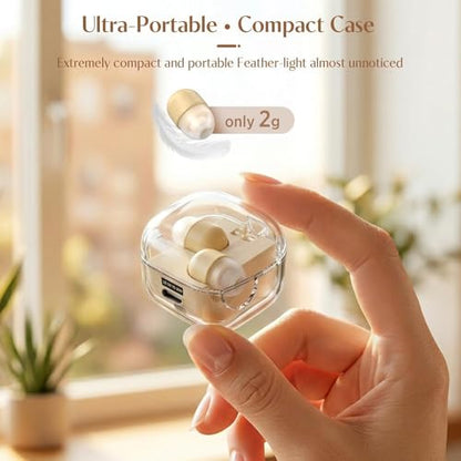 Xmenha Mini Small Invisible Earbuds Wireless Bluetooth Tiny Hidden Earbuds | Low Profile Skin Tone Micro Earbuds Mini Hidden Headphones For Work Mini Small Ear Buds Invisible Headphones - color: Nude