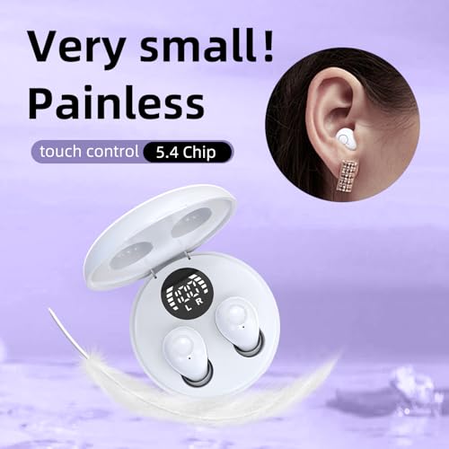 Mini Invisible Earbuds for Work and Sleep - Best Small Earbuds for Small Ear Canals - color: White