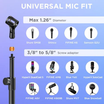InnoGear 2 Set Desktop Microphone Stand Mic Stand Desk Mount for Fifine