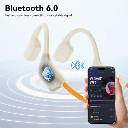 Swimming Headphones, IPX8 Waterproof Bone Conduction Headphone Wireless Underwater Earbuds with 32GB Memory for Swimming, Cycling, Marathon - color: Orange