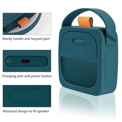 Geekria Protective Silicone Case Compatible with Bose SoundLink Micro 2nd Gen, Portable Speaker Cover with Keychain Hook, Soft Anti-Scratch Sleeve for Travel and Daily Use (Dark Blue)
