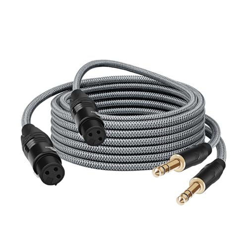 6.35mm TRS to XLR Female Cable 6.6FT, 1/4 Inch TRS to XLR Female Balanced Signal Interconnect Cable, Quarter inch to 3 Pin Patch Cable for Microphone, Mixers, AMP, Speakers (2Pcs) - color: 2Pcs - 6.6ft