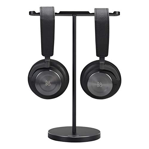 Dual Aluminum Headphones Stand Holder, Showcase Multi Headphones with Solid Heavy Base, Compatible With Gaming Headsets and Wireless Headphone Black - color: Black