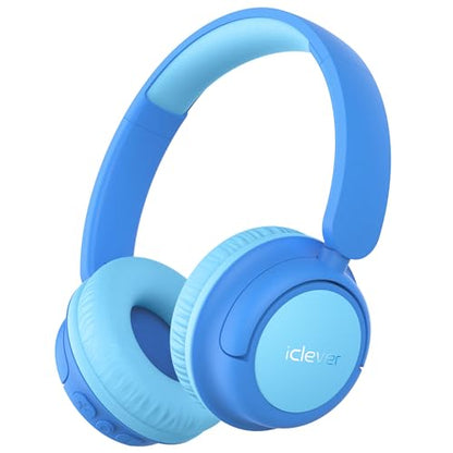 iClever BTH22 Kids Bluetooth Headphones for Toddler Travel, 60H Play Time | SafeSound Tech3.0, Stereo Sound, USB C Fast Charging, AUX Cable, Kids Wireless Headphones for Girls/Boys/Tablet/PC/School - color: A-Blue