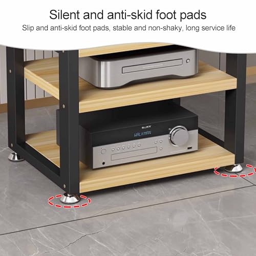 Multi-Functional Stereo Cabinet with Wooden Shelves & Steel Frame - Desktop Amplifier & AV Media Player Stand(Pomelo Wood,40 * 35 * 23cm) - color: Pomelo Wood, size: 15.7"D x 13.8"W x 9.1"H (1 Drawers)