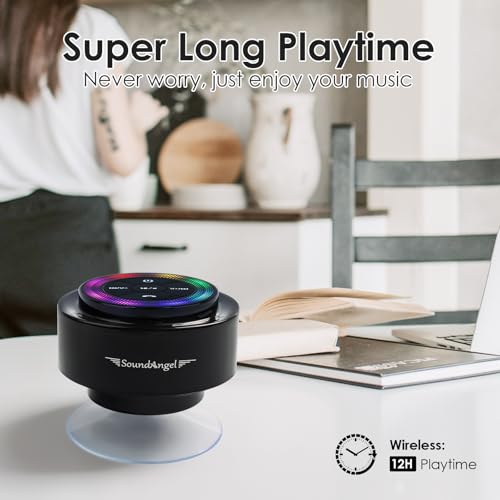 XLEADER Pro Shower Speaker (Upgraded) Certified IPX7 Waterproof Bluetooth Speaker, 8W Crystal Sound&Rich Bass, 15H Playtime, with Suction Cup, Silicone Lanyard, Ideal Gifts, SoundAngel Mate(2 Gen) - color: Dot Light