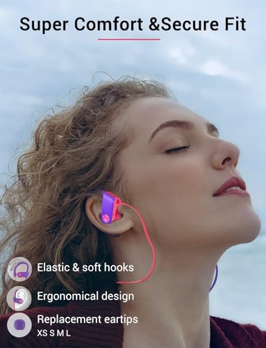 Bluetooth 5.3 Headphones, Wireless Sports In-Ear Earbuds IPX7 Waterproof | 16 Hours Playtime, Sweatproof Stereo Earphones with MIC, Noise Cancelling Headsets for Gym Running Workout, Clear Sound - color: Purple