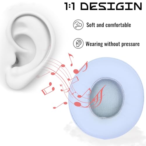Headphone Replacement Ear Pad Cover Compatible with Beats by Dre Solo3 Solo2 Wired Wireless Headphones Protein Leather Memory Foam Headphone Cushion Ear Muffs-Grey - color: grey