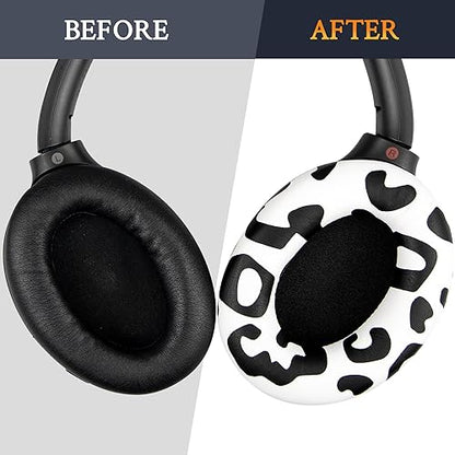 SOULWIT Professional Earpads Cushions Replacement for Sony WH-1000XM3 (WH1000XM3) Over-Ear Headphones, Ear Pads with Softer Protein Leather, Noise Isolation Memory Foam, Added Thickness (Snow Leopard) - color: Snow Leopard