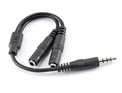 CablesOnline 3.5mm TRRS 4-Position Male to Dual 3-Position 3.5mm TRS Female Headset Splitter Adapter (IP-AY02C)