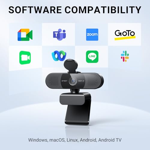 EMEET C960 AF 1080P Webcam for PC, Autofocus, 73° View Angle | Computer Camera w/Privacy Cover and Microphone, Plug and Play USB Webcam for Video Calling/Zoom/Teams/Google Meet - style: 1080P AF