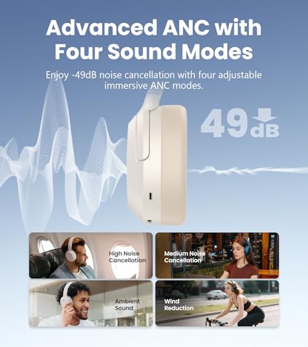 Edifier W820NB Plus Gen 2 Over-Ear Noise Cancelling Headphone, Ivory - color: Ivory