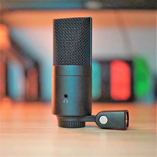 VCM10 Studio Quality USB Microphone for Video Calls, Podcasting, Live Streaming, Gaming & Recording, Headphone Output and Volume Control, Mute Button, Windscreen, Black