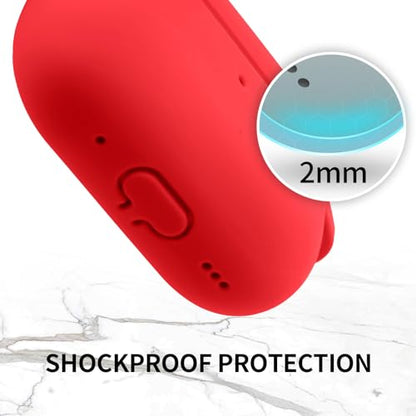 for AirPods Pro/Pro 2 Case Cover with Kit, Soft Silicone Protective Case with Keychain, Red - color: Red