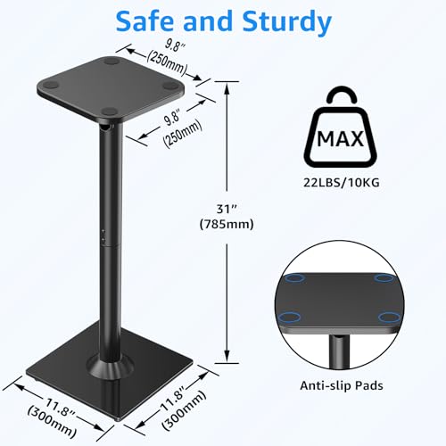 MOUNTUP Universal Speaker Stands Pair for Surround Sound Home Theater, 31" Height Floor Speaker Stands Max 22LBS, Bookshelf Studio Satellite Speakers Fit Klipsch Polk Yamaha, Non Slip Pad Easy Install - size: 31" Height