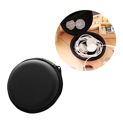 Black EVA Earphone Case with Zipper, Portable Hard Shell Pouch - color: Black