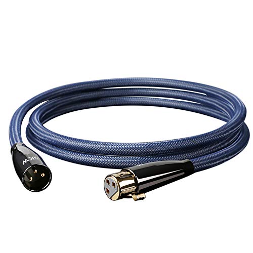 SKW Single OFC Balanced XLR Male to XLR Female 3 PIN Microphone Cable (1.64ft, 0.5M) | 3-pin balanced XLR mic cord, OFC copper, dual-layer foil braid shielding, self-locking connectors, nylon braided jacket - size: 1.64ft (0.5m)