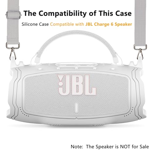 Silicone Cover Case for JBL Charge 6 Portable Bluetooth Speaker - color: White