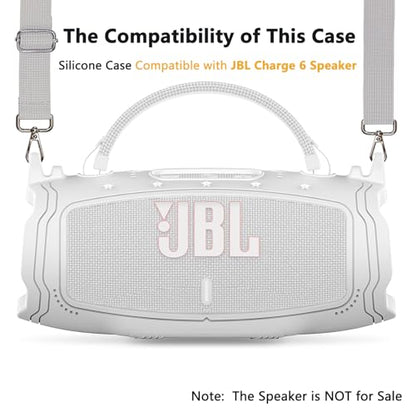 Silicone Cover Case for JBL Charge 6 Portable Bluetooth Speaker - color: White