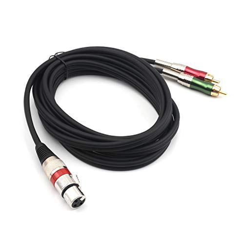 10FT XLR Female to 2 x Phono RCA Plug Adapter Y Splitter Patch Cable, XLR Female 3 Pin to Dual RCA Male Plug Stereo Audio Cable Connector(3M) - color: 3m(1 XLRF-2RCAM)