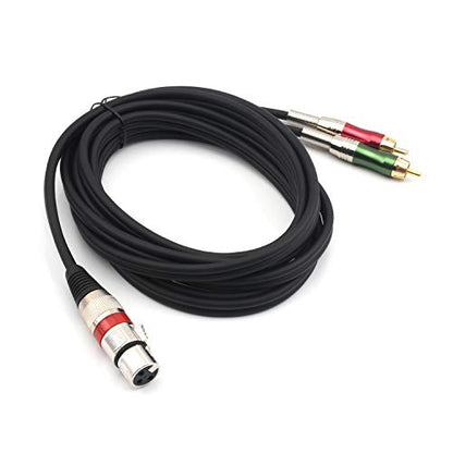 10FT XLR Female to 2 x Phono RCA Plug Adapter Y Splitter Patch Cable, XLR Female 3 Pin to Dual RCA Male Plug Stereo Audio Cable Connector(3M) - color: 3m(1 XLRF-2RCAM)