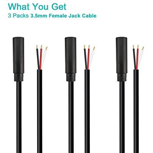 (3팩 교체용 3.5mm 암 잭 - 베어 와이어 오픈 엔드 TRS 3폴 스테레오 0.3cm(1/8인치) 3.5mm 잭 플러그 커넥터 오디오 케이블 헤드폰 헤드셋 이어폰 케이블 수리용