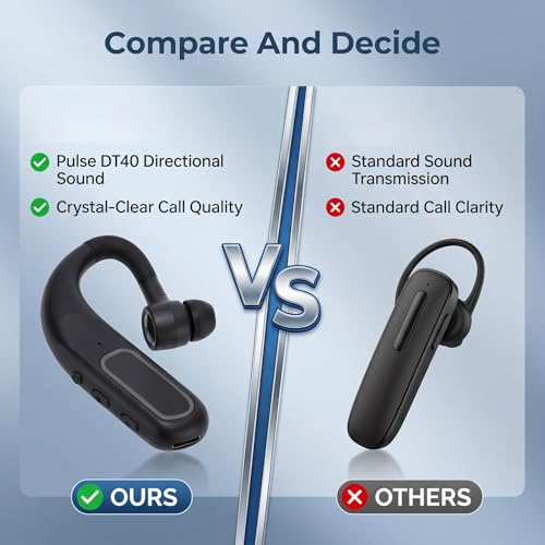 Zopsc Bluetooth Headset Single Ear, Wireless Business Headset with Noise Cancelling Mic, Lightweight Hands Free Earphone for Office Home Driving Call, 180mAh.