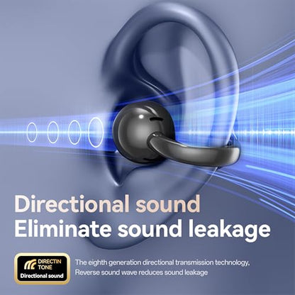 Open Ear Clip Headphones Wireless Earbuds Bluetooth 5.4 Sports Earphones with Wireless LED Touch Screen Waterproof in Ear Earphones for Pad Tablet Laptop Android/iOS Phones (Purple) - color: Purple