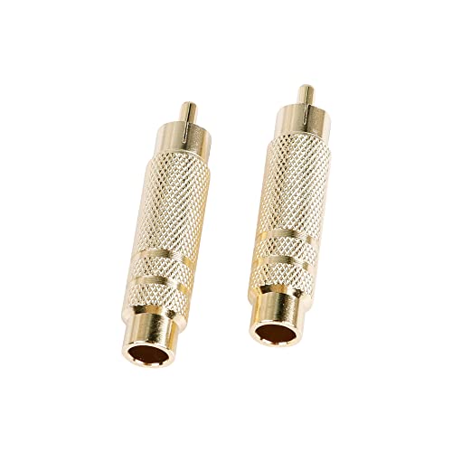 RCA to 1/4 Inch Adapter, Gold Plated RCA Male Plug to 6.35mm 1/4 Inch TS Female Audio Converter for Amplifiers, Speaker and More(2 Pack)