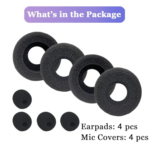 Ear Cushions for Plantronics Headset Earpads Replacement Foam Ear Pad | Work for Plantronics HW251N HW261N HW510 HW520 Blackwire C320 3210 3220 3320 Jabra PRO 920 Biz 1500 GN2000 Headphone (4 Pack)