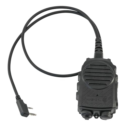 Tubeless 3.5mm Earpiece+PTT Hand Speaker Mic Kit w/ 2Pin K Plug,7.0mm Tactical Headset Jack for Clear Communication (Speaker Mic + Earpiece, Black) - color: Black, style: Speaker Mic + Earpiece