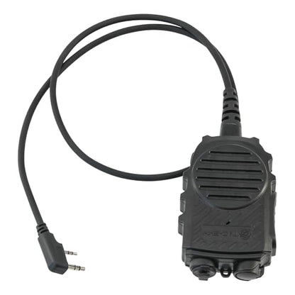 Tubeless 3.5mm Earpiece+PTT Hand Speaker Mic Kit w/ 2Pin K Plug,7.0mm Tactical Headset Jack for Clear Communication (Speaker Mic + Earpiece, Black) - color: Black, style: Speaker Mic + Earpiece