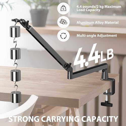Low Profile Mic Arm 15cm Extra Riser Adjustable Mic Boom Arm Metal Desk Mounted Microphone Stand Cable Management Flexible Microphone Holder for Podcast Streaming Gaming Desktop - color: Black