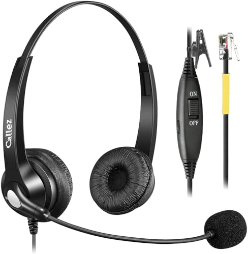 Callez RJ9 Yealink Phone Headset with Microphone Noise Cancelling | Office Telephone Headset Works with Yealink T20P T21P T26P T23G T46S T48S T53W T54W Avaya 1608 9608 9611 Grandstream Phones